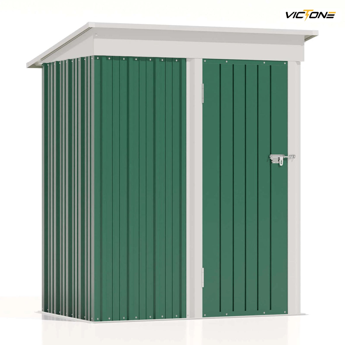 Victone Outdoor Metal Storage Shed With Lockable Sloping Roof