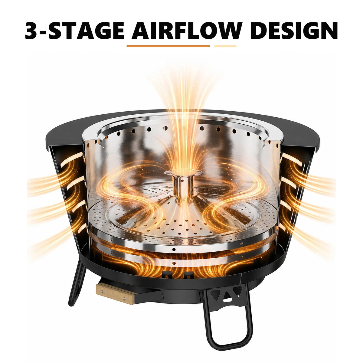 Smokeless Fire Pit With Triple Burn Technology And Support Legs