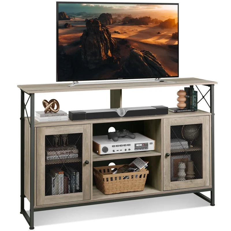 GALAXHERO TV Stand Farmhouse Industrial Entertainment Center With Storage Solution