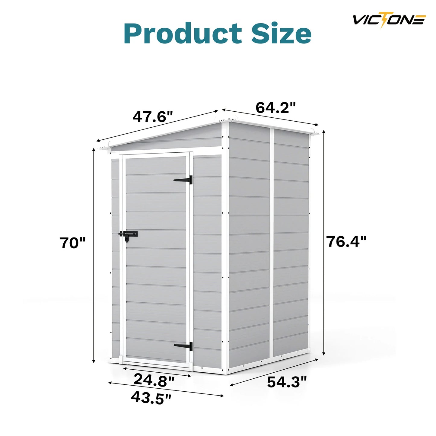 Victone Plastic Outdoor Storage Shed With Floor Lockable Window Door