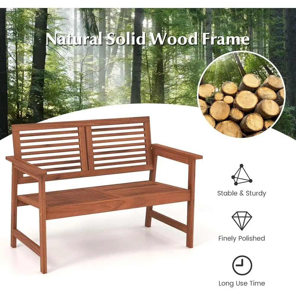 DAFIFY 2 Person Patio Bench With Slatted Back And Cushion