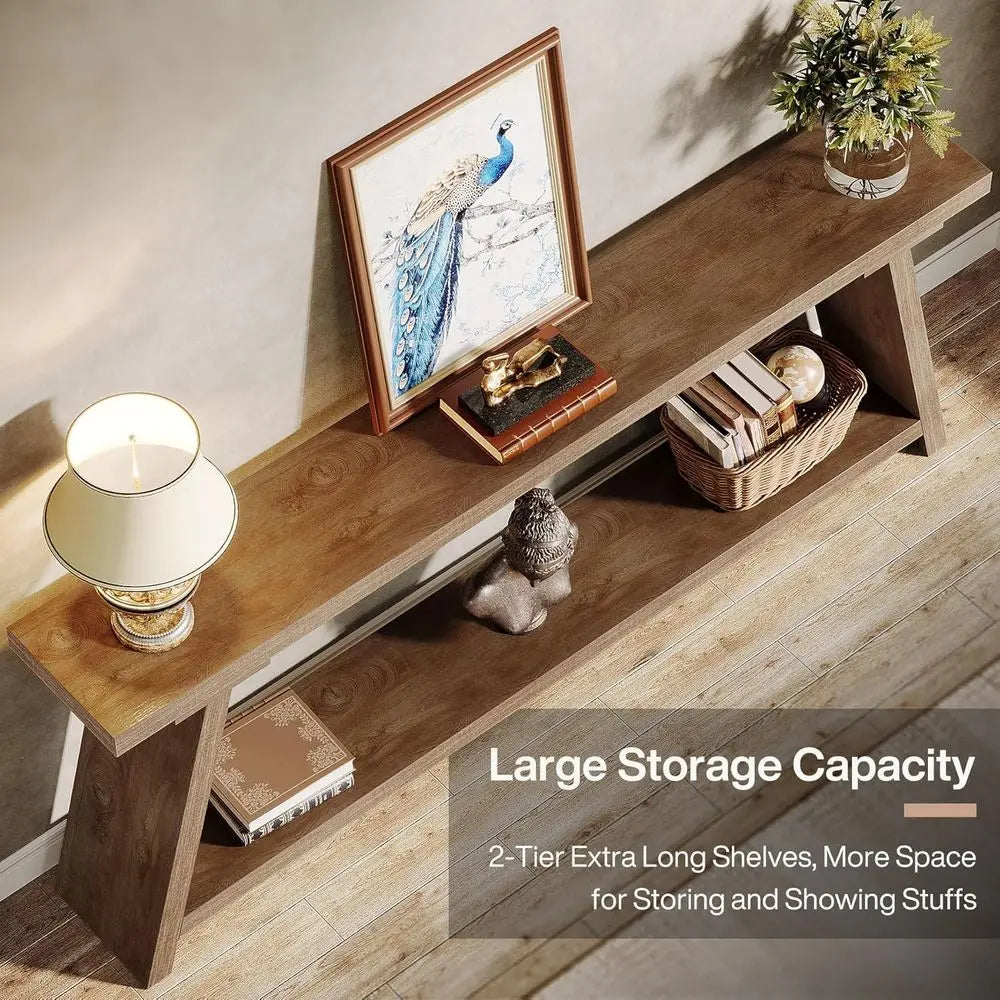 Sofa Table With Storage For Entryway Hallway Living Room