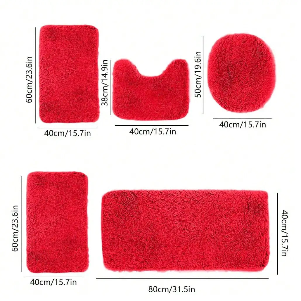 Plush Non Slip Bathroom Rug Set Absorbent And Machine Washable