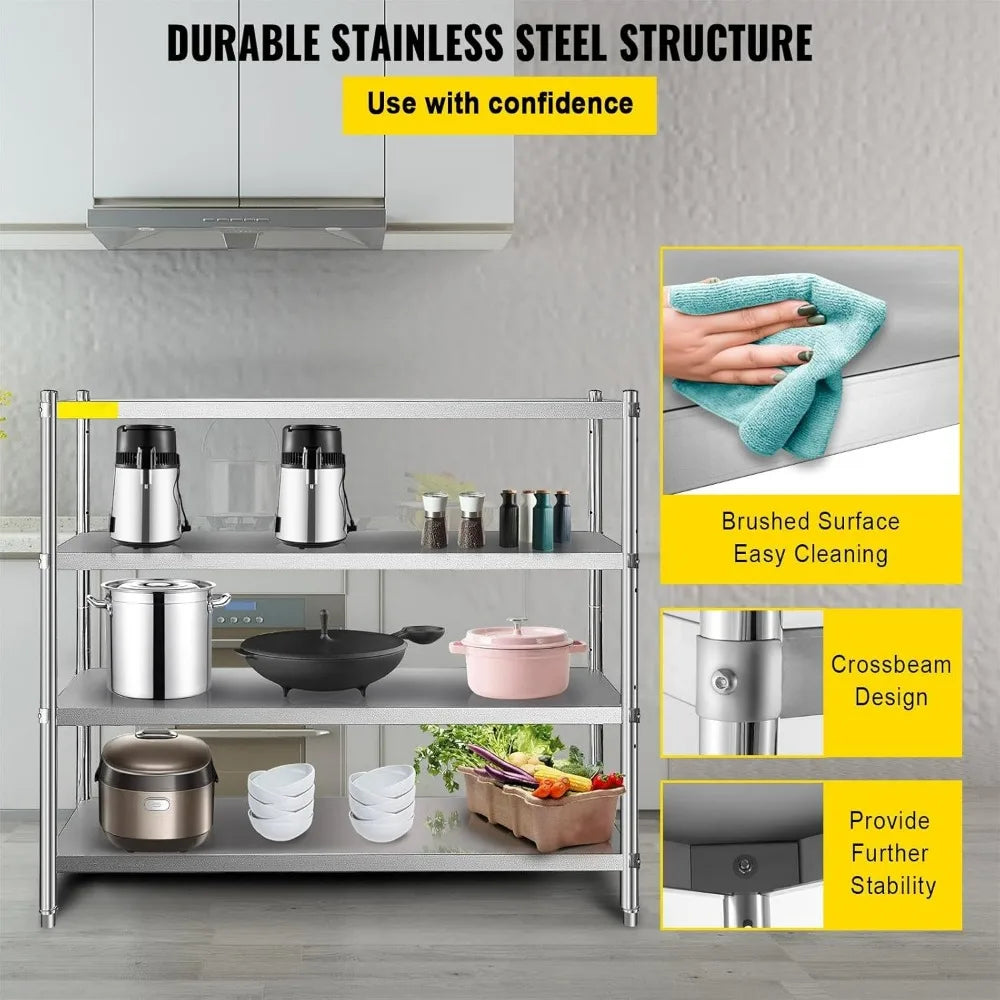 XMSJ Stainless Steel Four Tier Heavy Duty Storage Rack