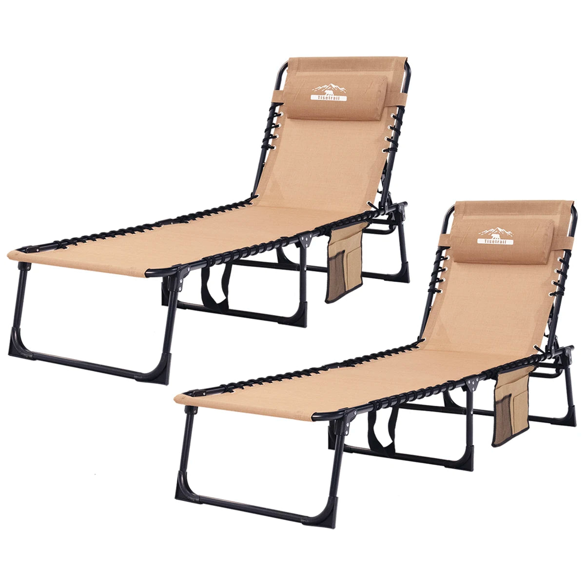 Tisetrail Two Pack Folding Chaise Lounges For Patio Sun Chairs