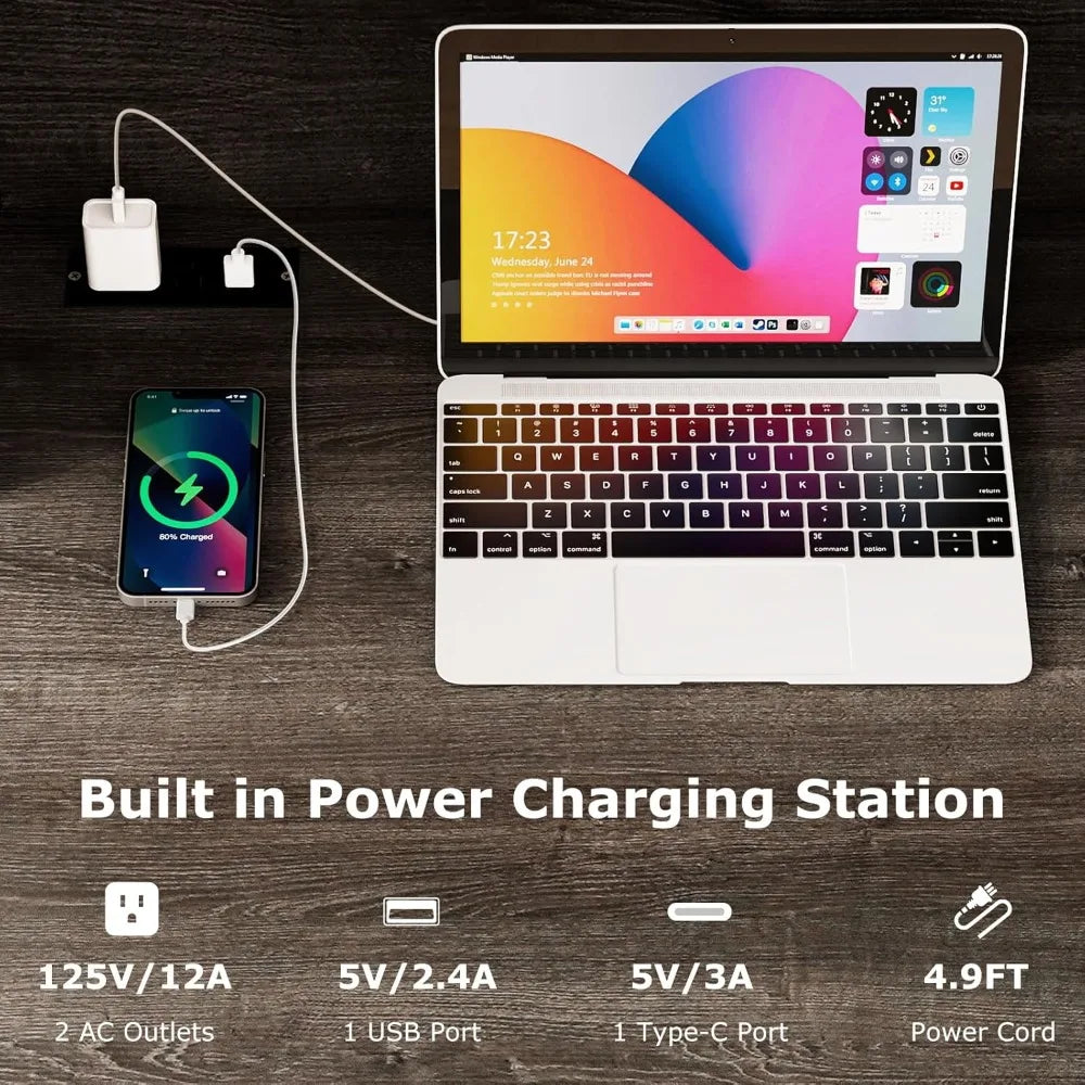 Computer Desk With Hutch And Charging Station L Shaped Desk
