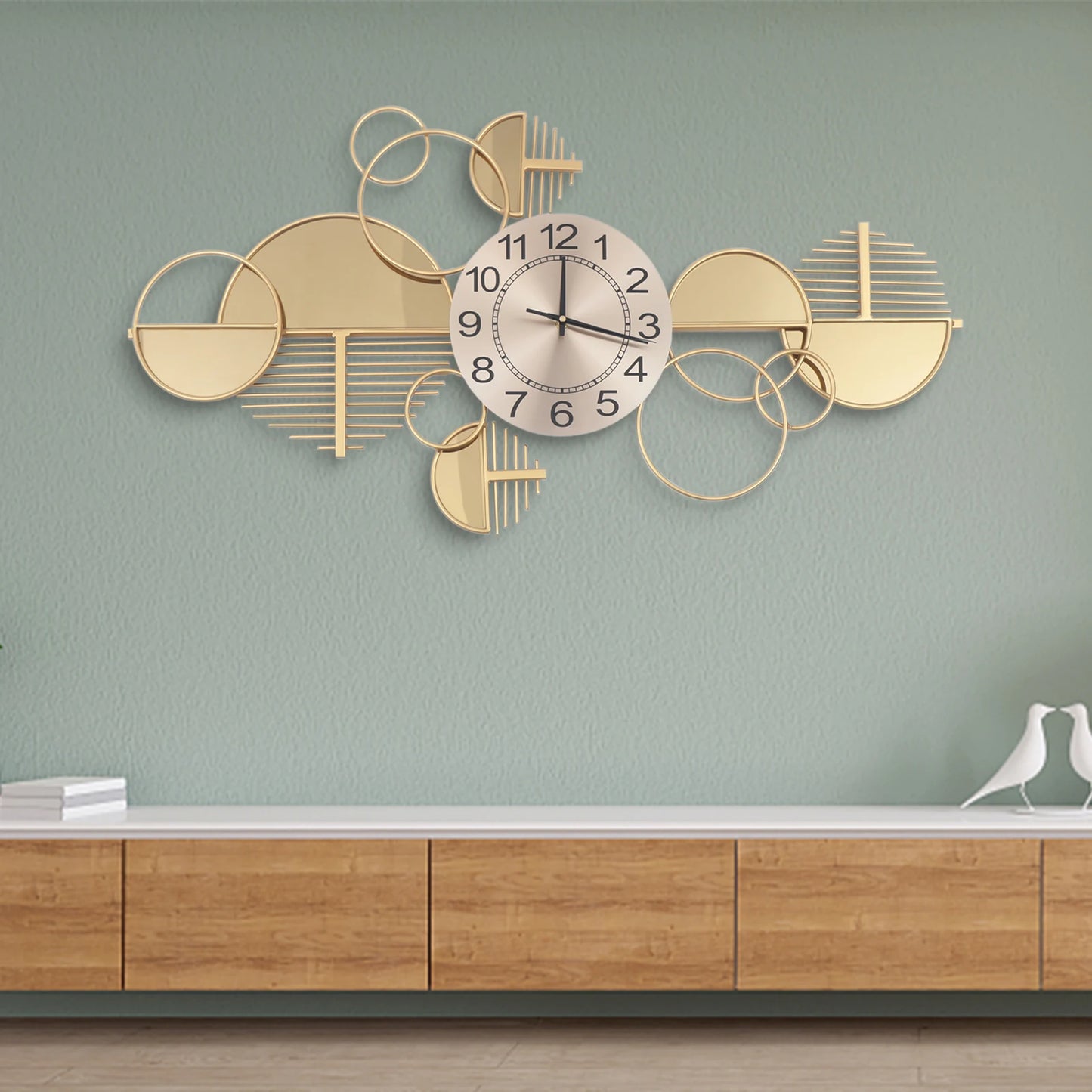 Modern Metal Wall Clock Silent NonTicking Glass Decor