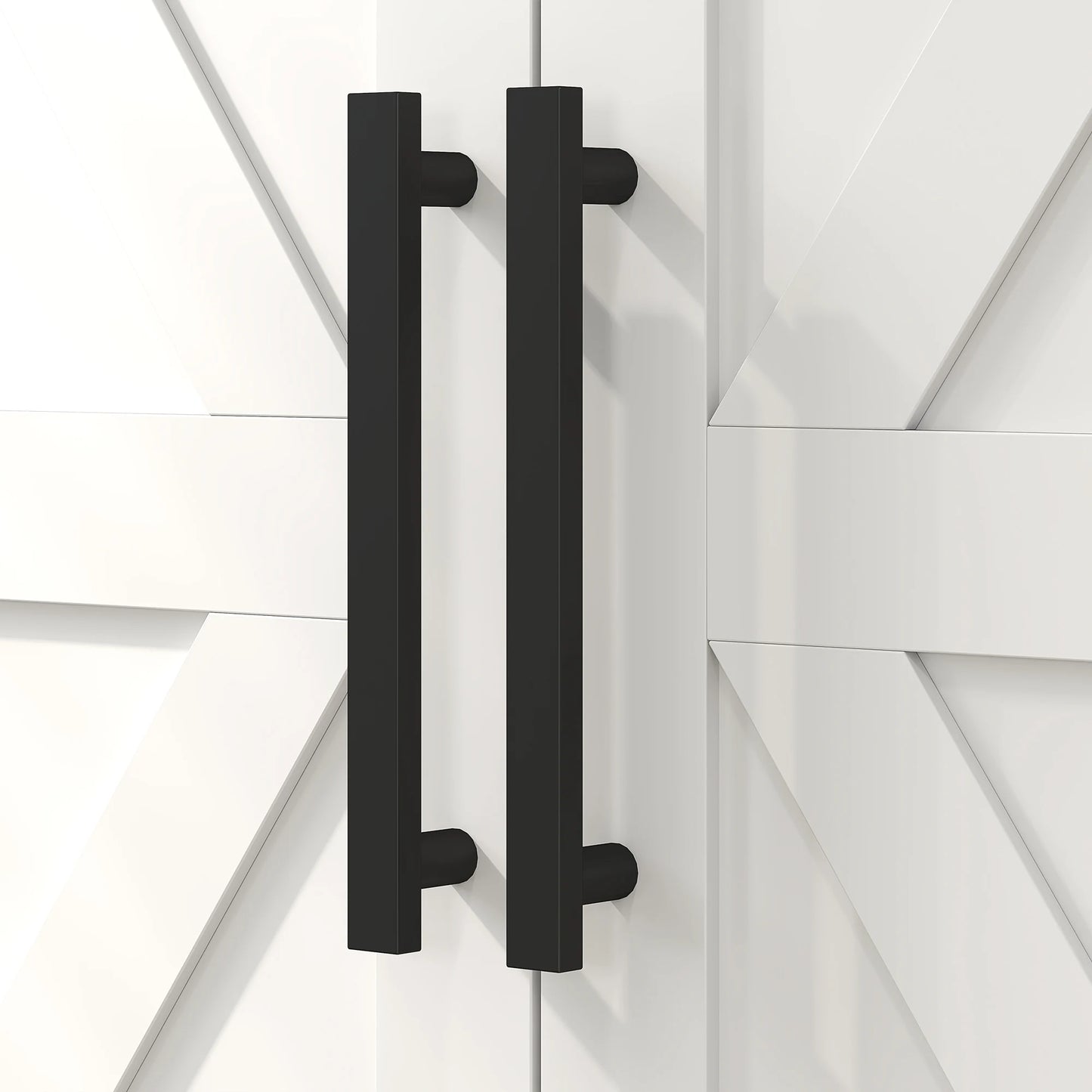 HOMCOM Farmhouse Bathroom Floor Cabinet With Barn Doors