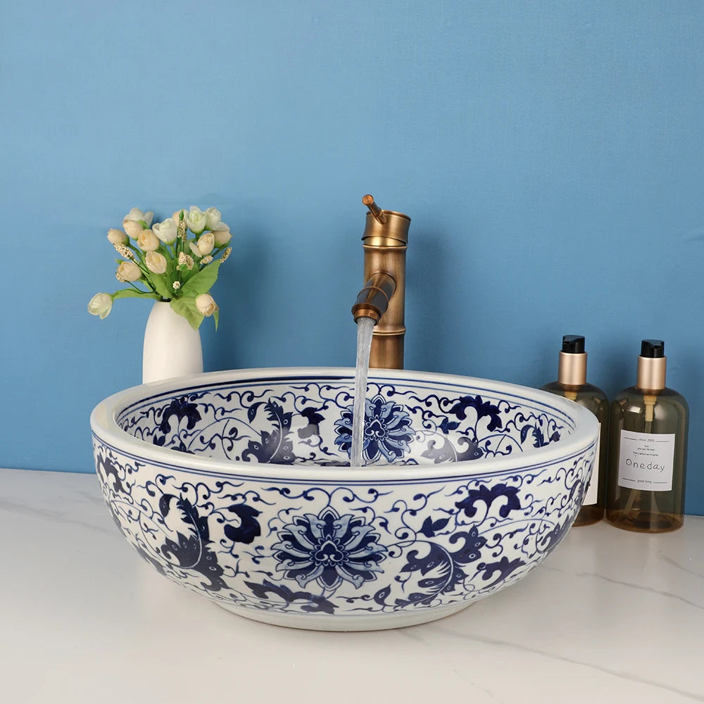 Torayvino Ceramic Vessel Sink and Faucet Set for Bathroom