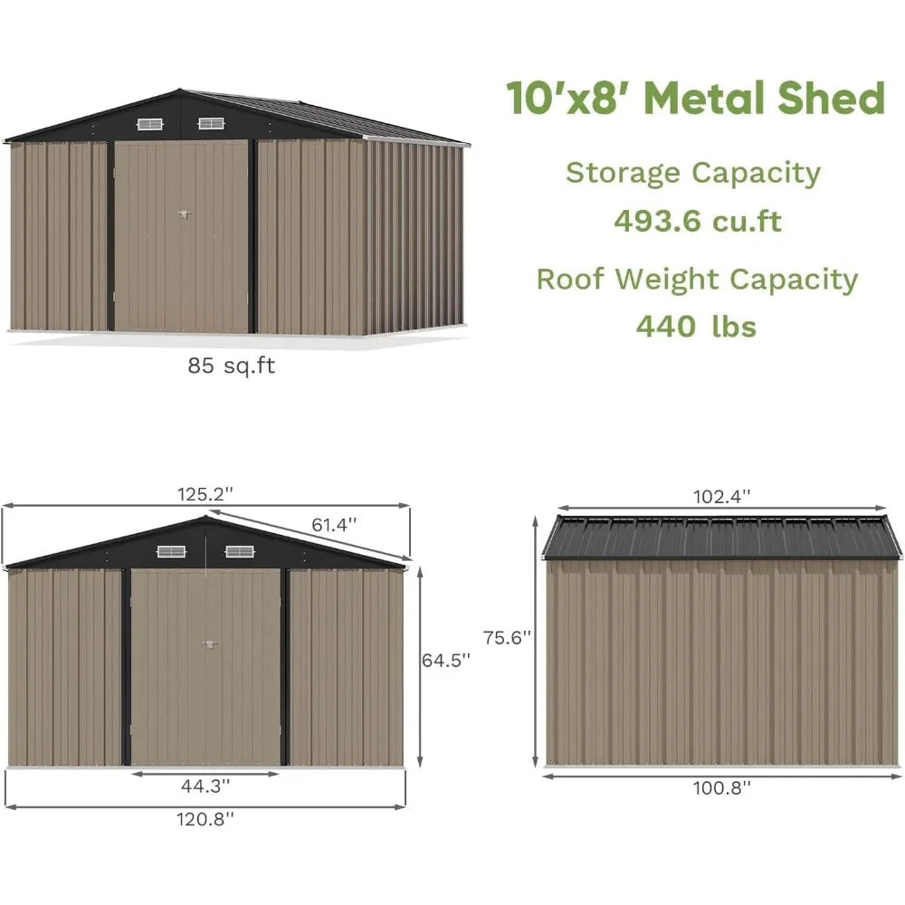 IndustrialGrade Metal Storage Shed With Floor Frame And WeatherResistantDoubleLock