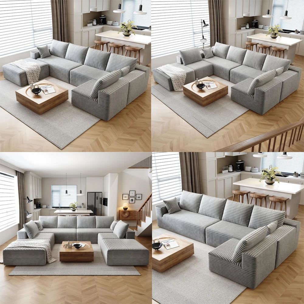 YQXHCN Cloud Module Sofa Set Corduroy Modular Couch