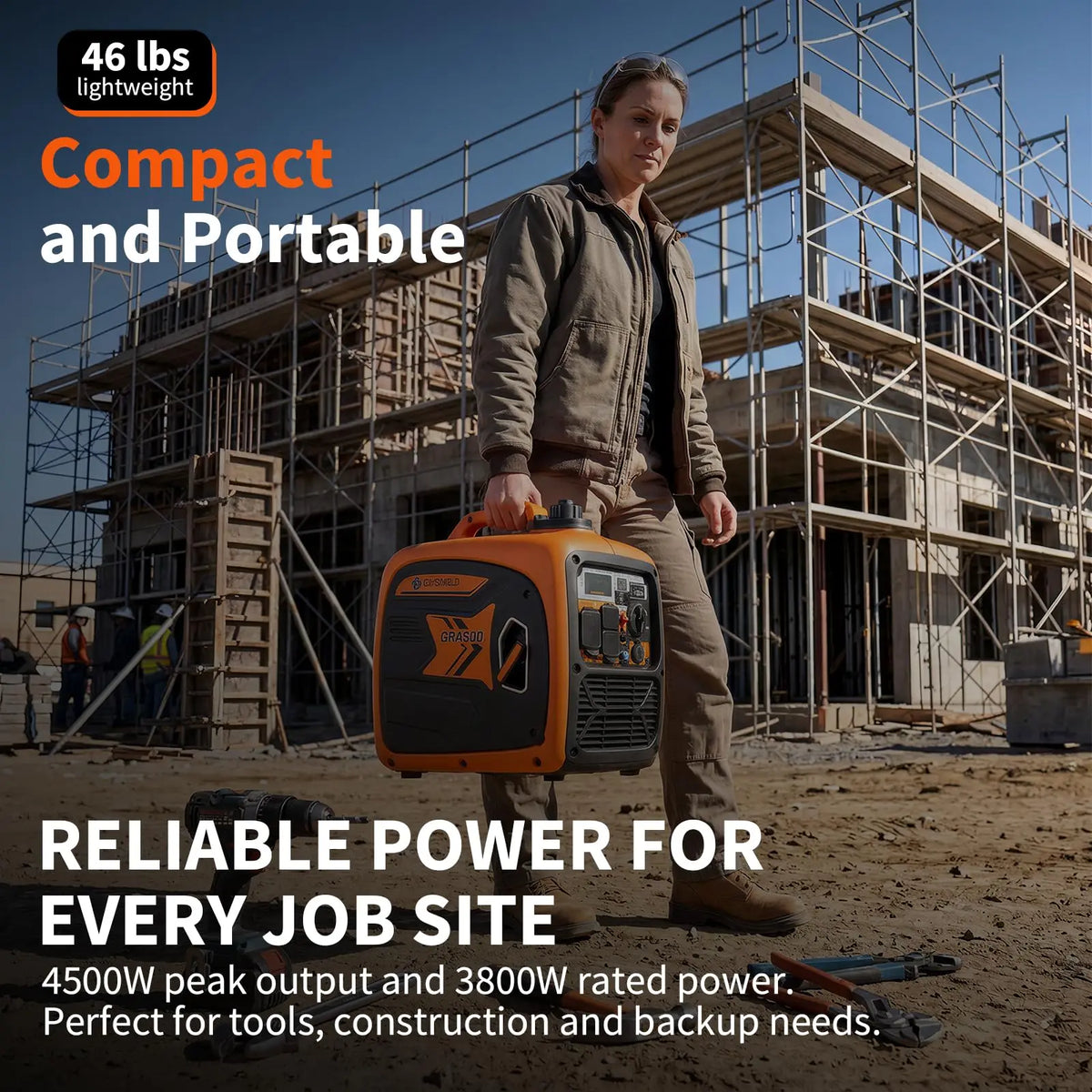 HiMISS Portable 4500W Quiet Gas Powered Inverter Generator