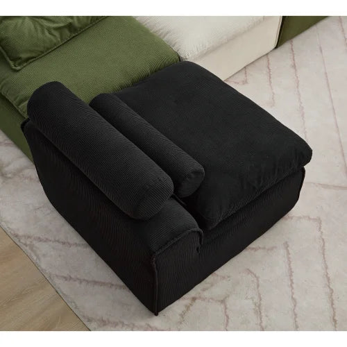 Modular Sofa With Corduroy Fabric And Neck Pillow System