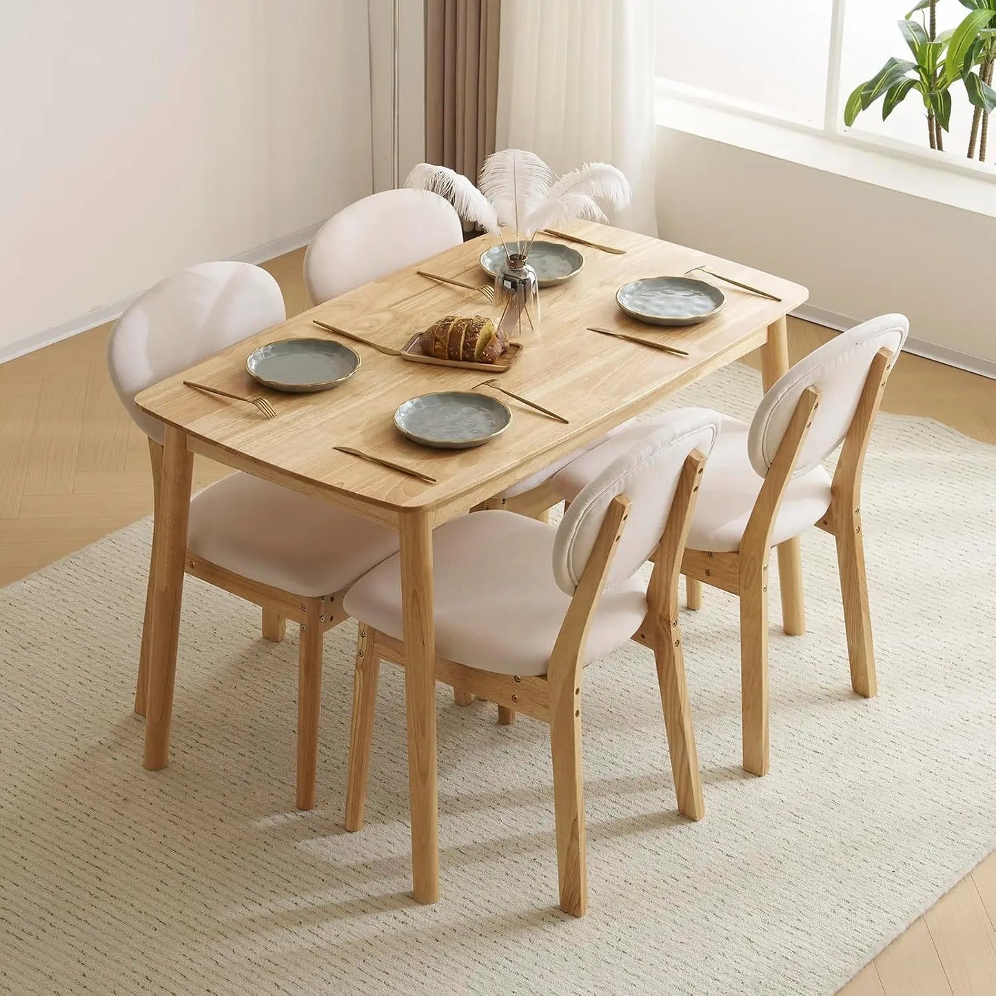 Mid-Century Modern Dining Table Set For Four To Five