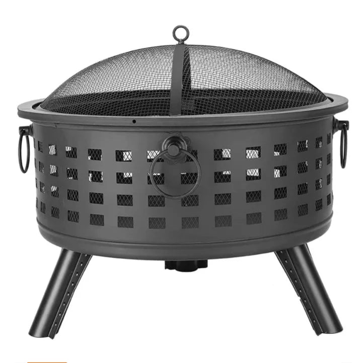 Outdoor Steel Wood Burning Fire Pit Bowl With Poker Cover