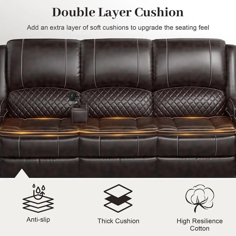 LISM Manual Reclining Sofa With Hidden Storage Center Seat