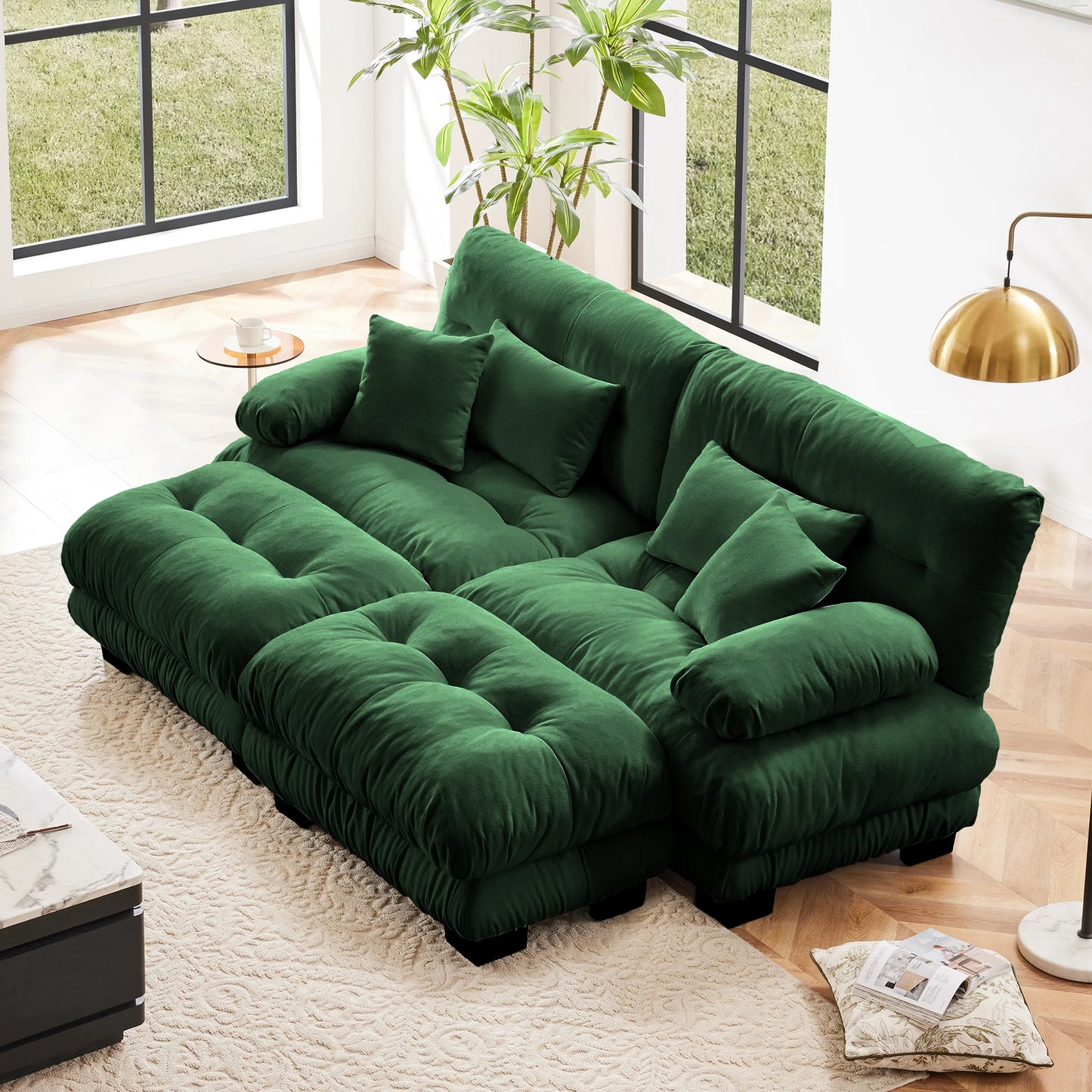 Modular Sectional Sofa Chenille With Ottomans Couch For Home Comfort