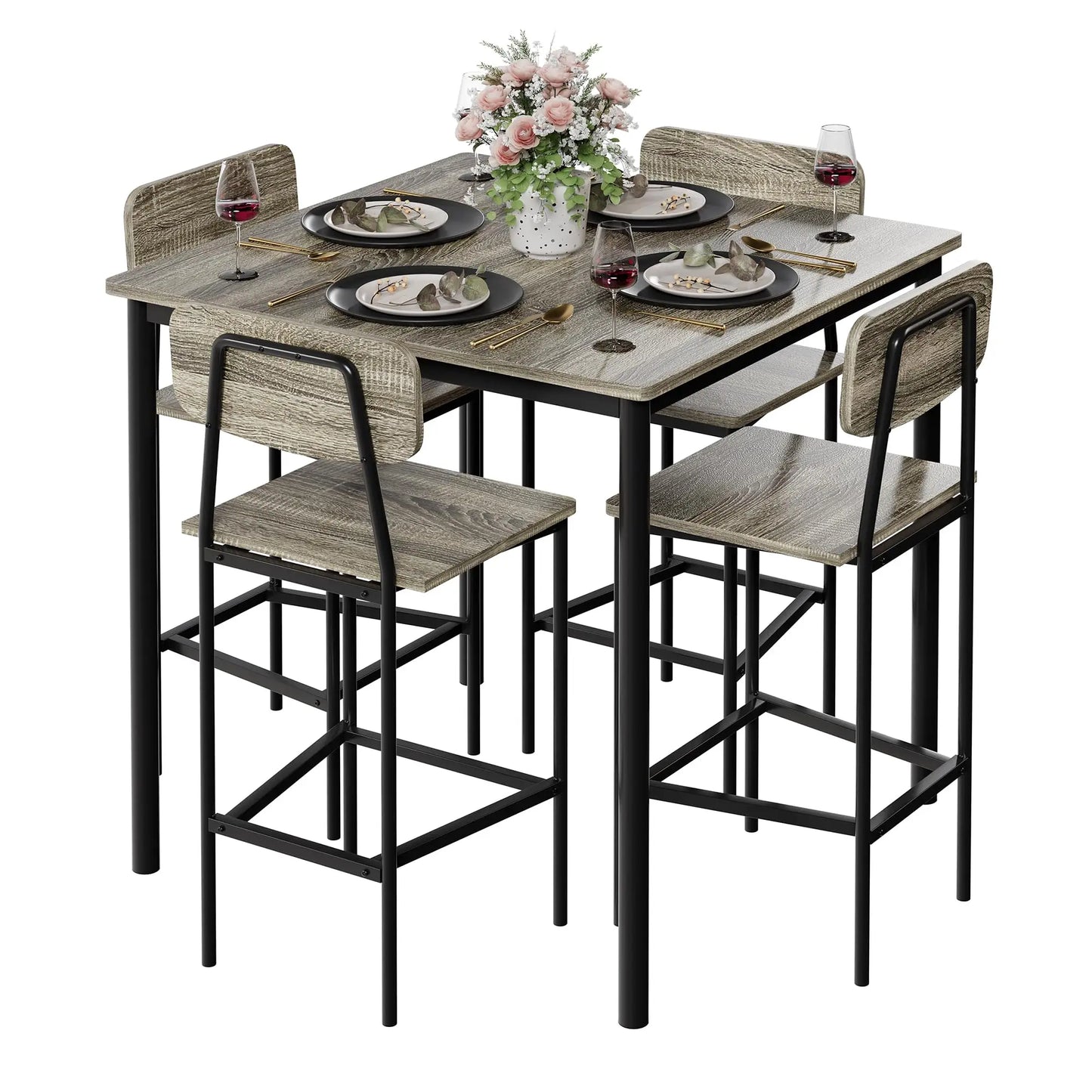 Five Piece Dining Table And Chairs Set Space Saving Dinette