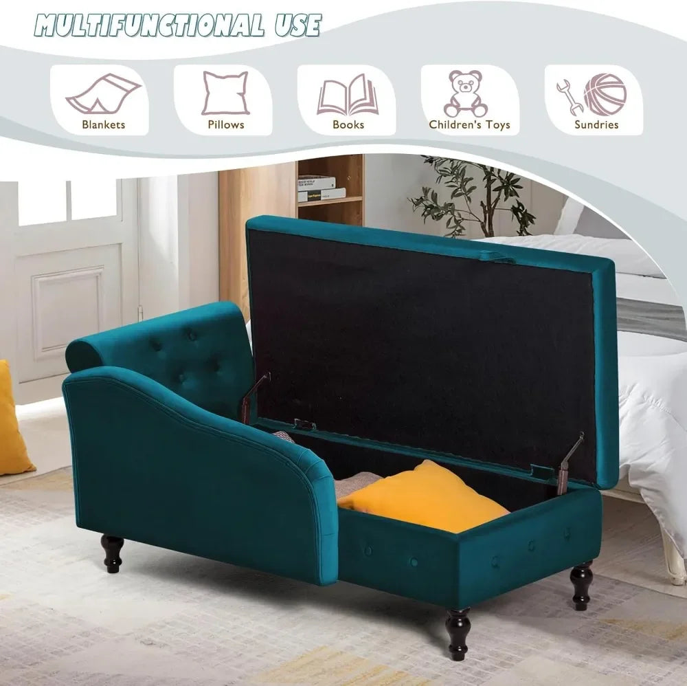Modern Velvet Chaise Lounge With Hidden Storage Sofa Bed