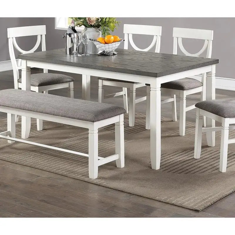 Dining Room Set Table Four Chairs Bench Rubberwood MDF