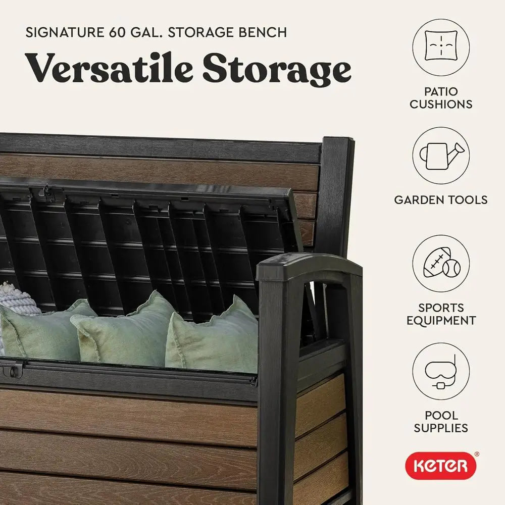 DAFIFY Signature Storage Bench Deck Box For Patio Furniture