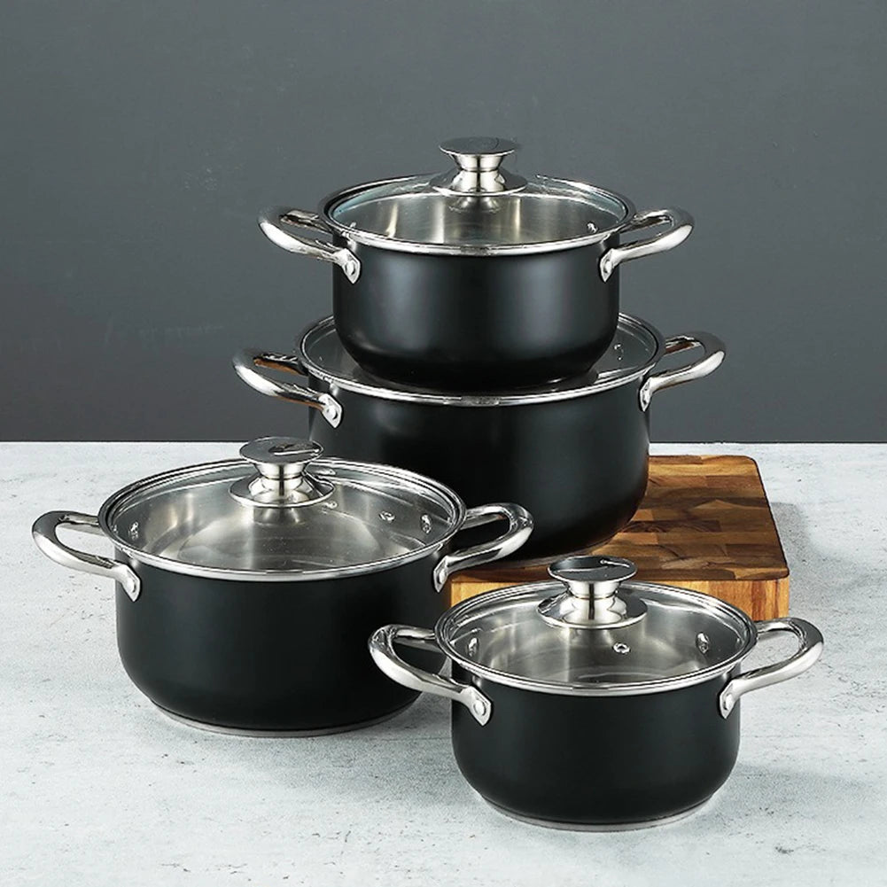 Shunmaii 8 Piece Stainless Steel Cookware Set With Glass Lids