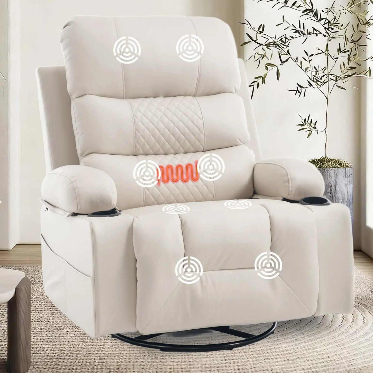 XIAOLANG Rocker Recliner Chair With Heat And Massage Faux Leather