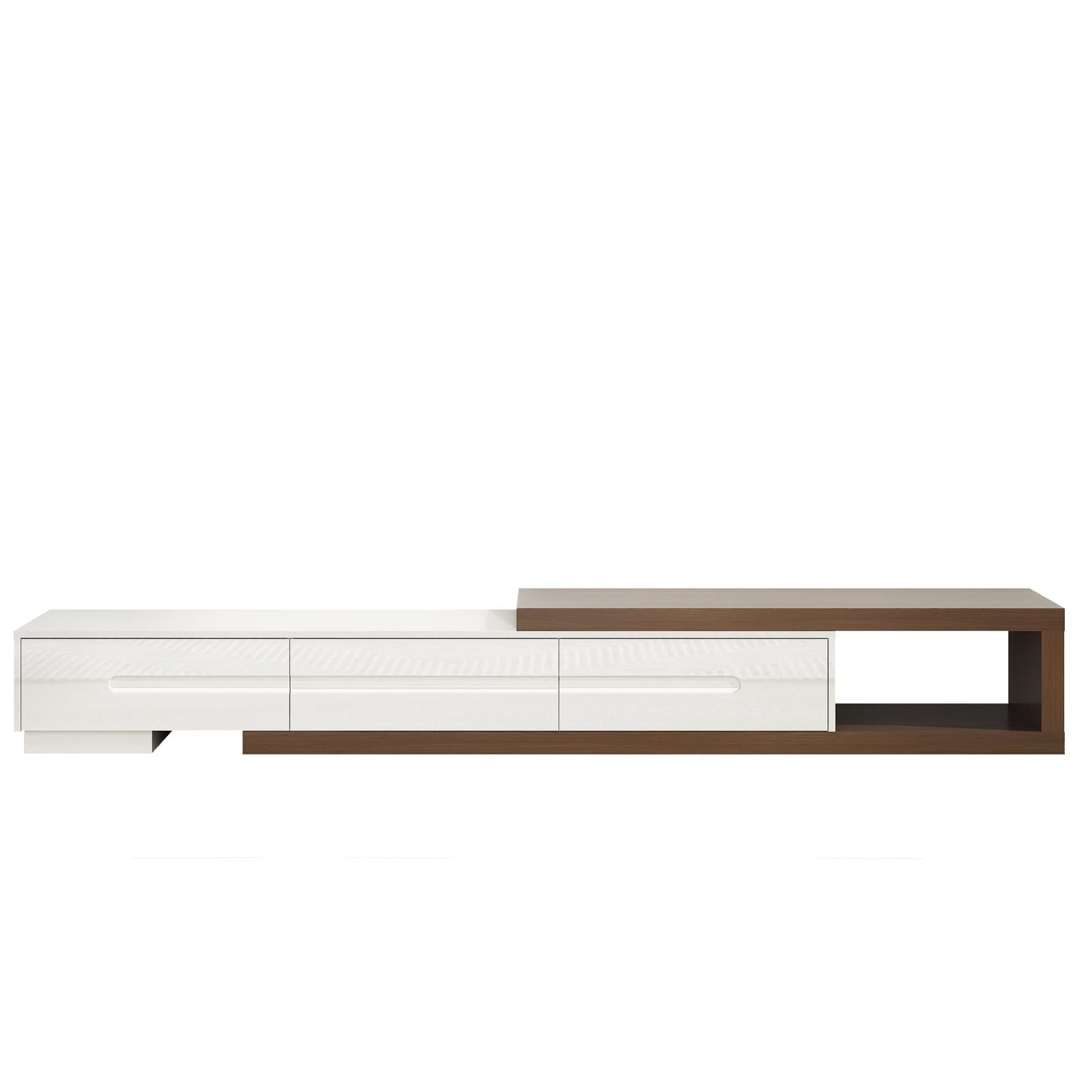 QiaoShiRen Extendable TV Stand Wood Media Console With Drawers