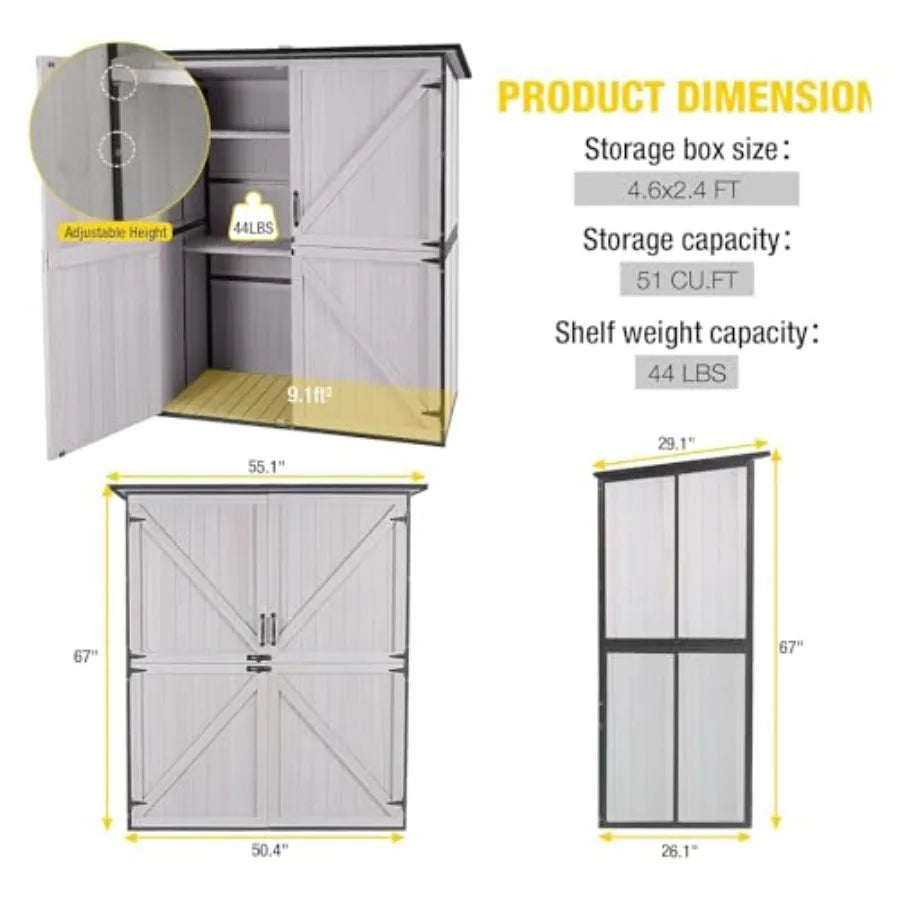 Mdng Waterproof Outdoor Storage Shed With Adjustable Shelves