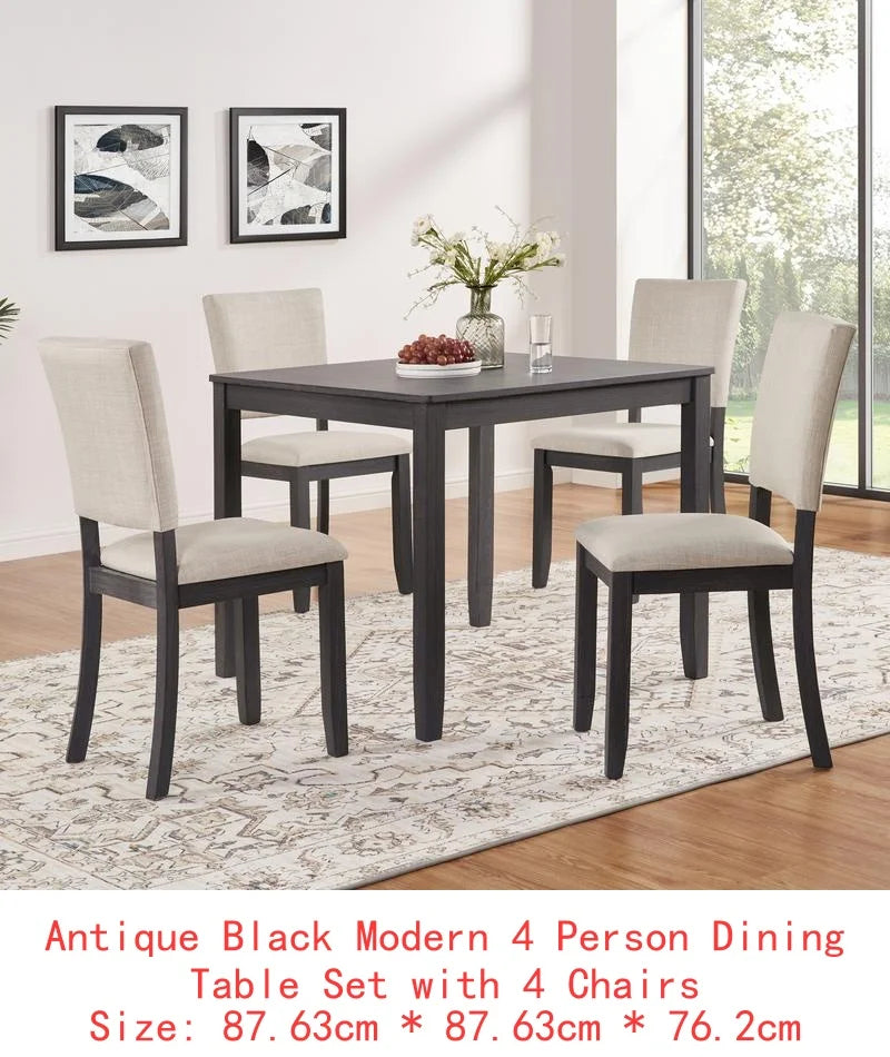 Modern Wooden Dining Table Set With Four Chairs For Kitchen