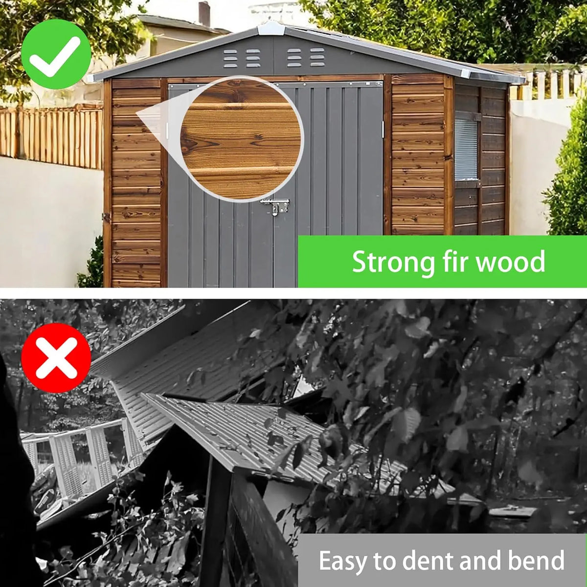 Weatherproof Cedar Wood Outdoor Storage Shed With Iron Roof
