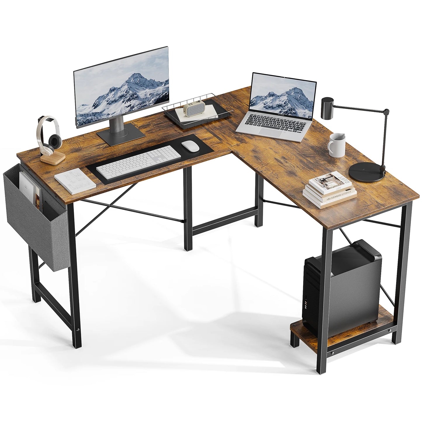 JHK Gaming Corner L Shape Computer Desk With CPU Storage