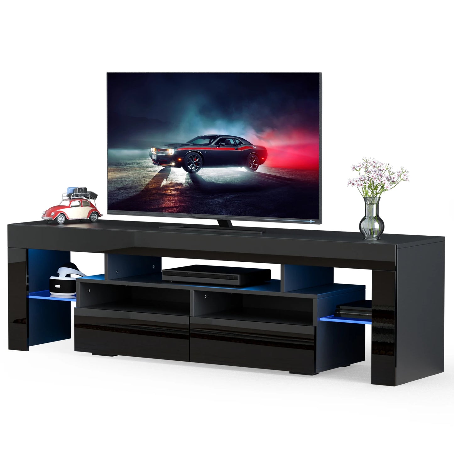 QiaoShiRen LED TV Stand With 20 Lighting Modes Storage Cabinet