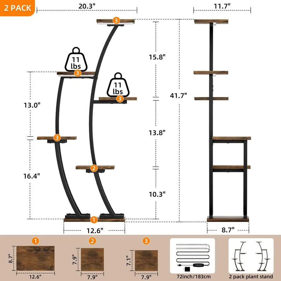 Indoor Plant Stands With Grow Lights Two Pack Corner Shelves