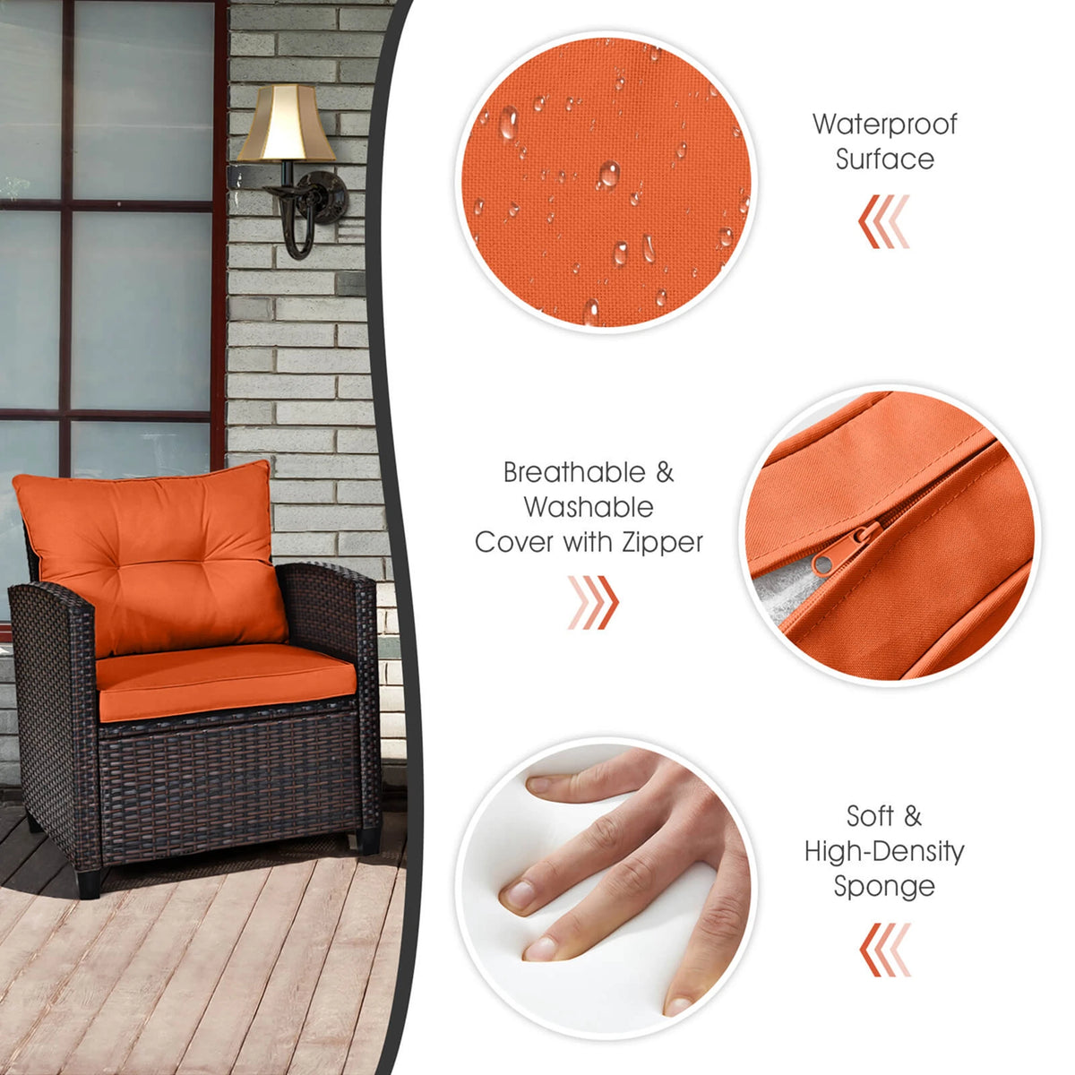 Homasis Outdoor Rattan Furniture Set With Cushioned Conversation Sofa