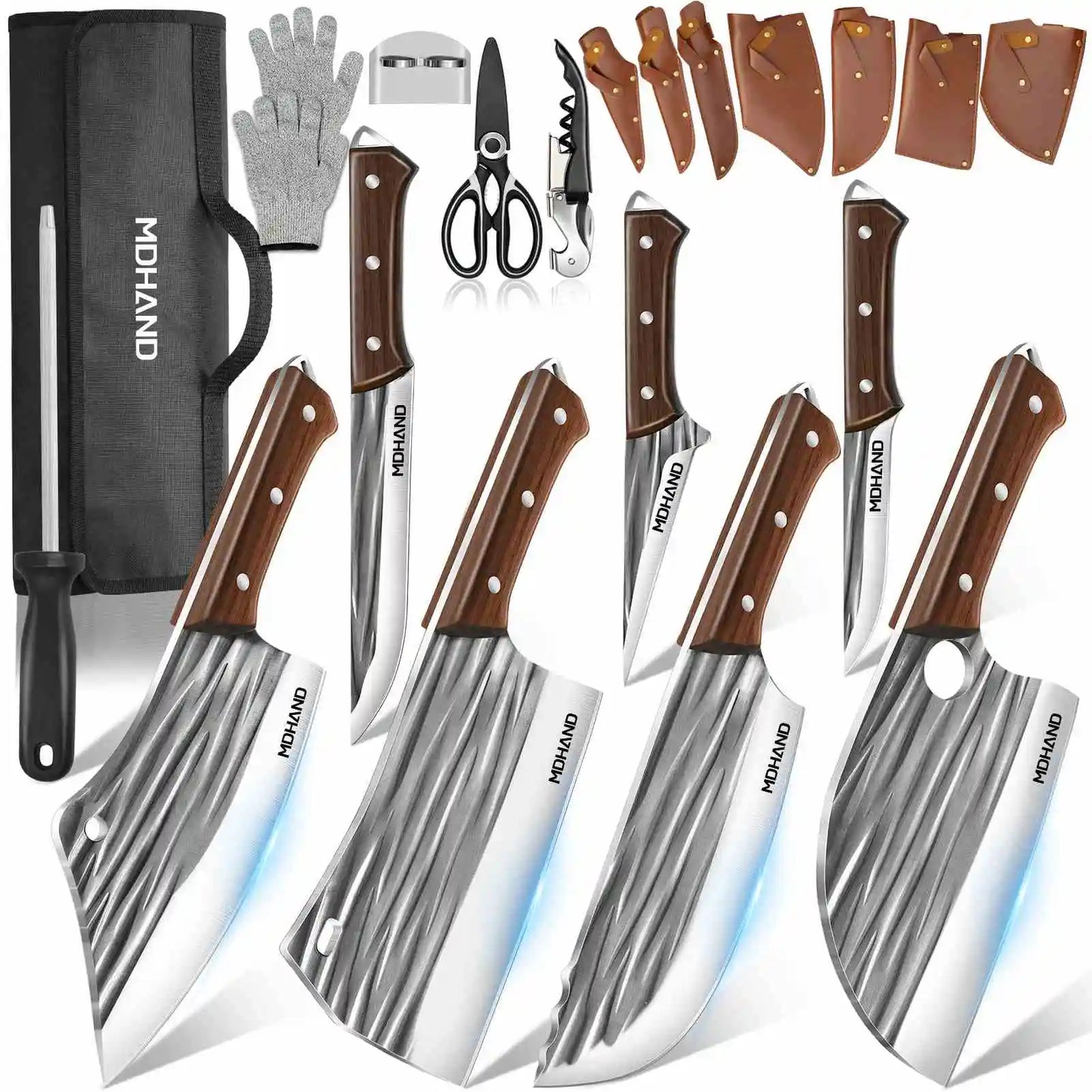 KEPEAK 14 Piece Knife Set With Roll Bag Stainless Steel