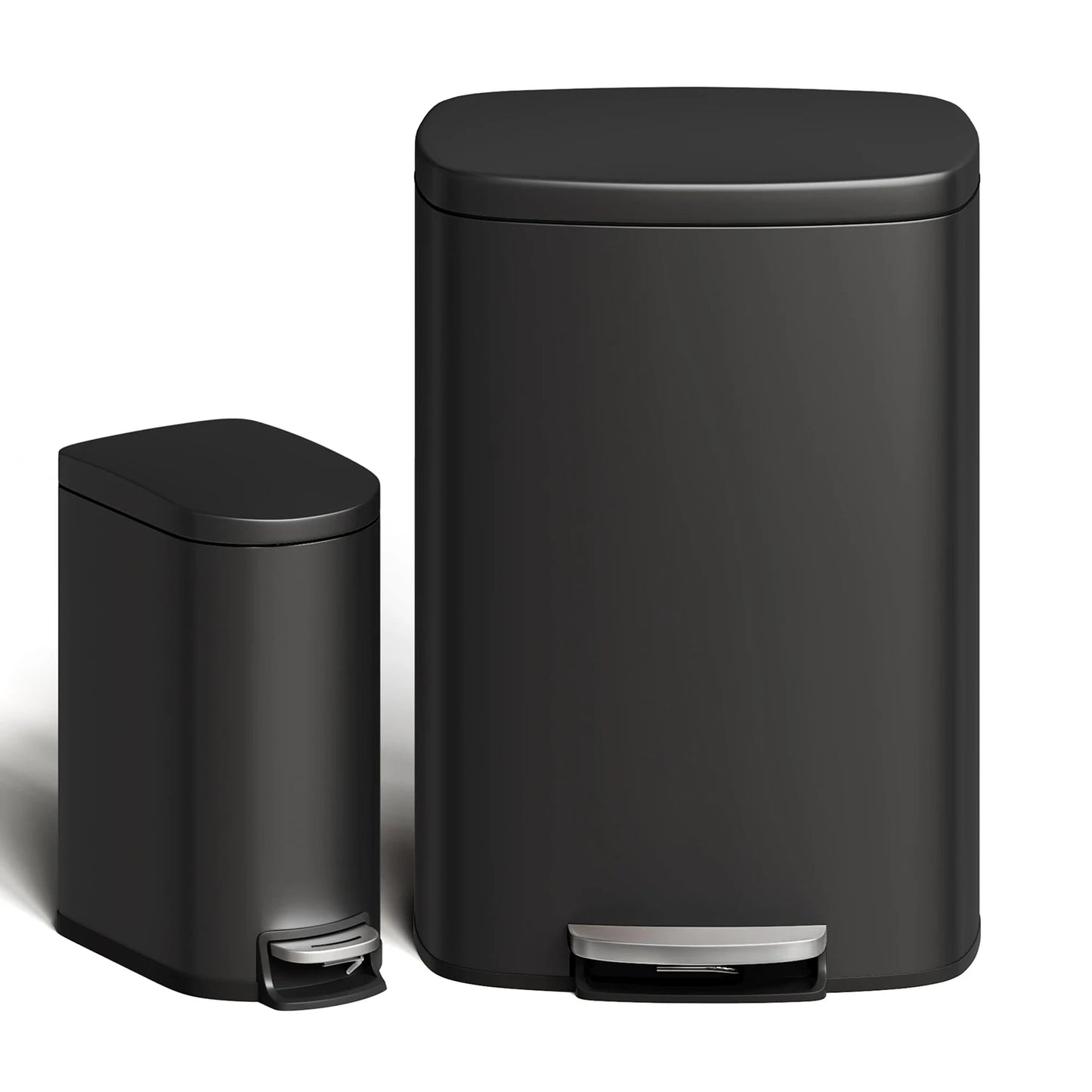 TWISTER Step On Stainless Steel Kitchen Trash Can With Removable Inner Buckets