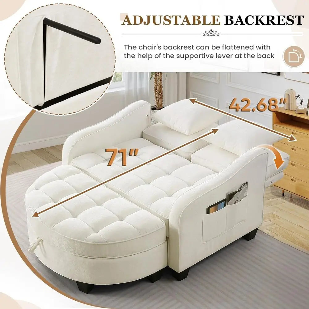 Chenille Upholstered Reading Chair With Storage Ottoman