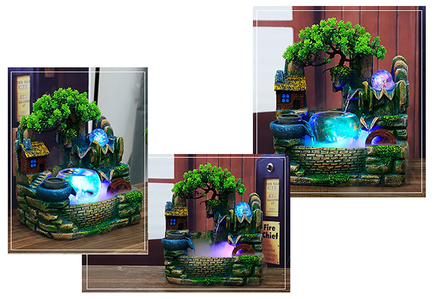 Desktop Fountain Waterfall Tabletop Decor Rockery Ornament