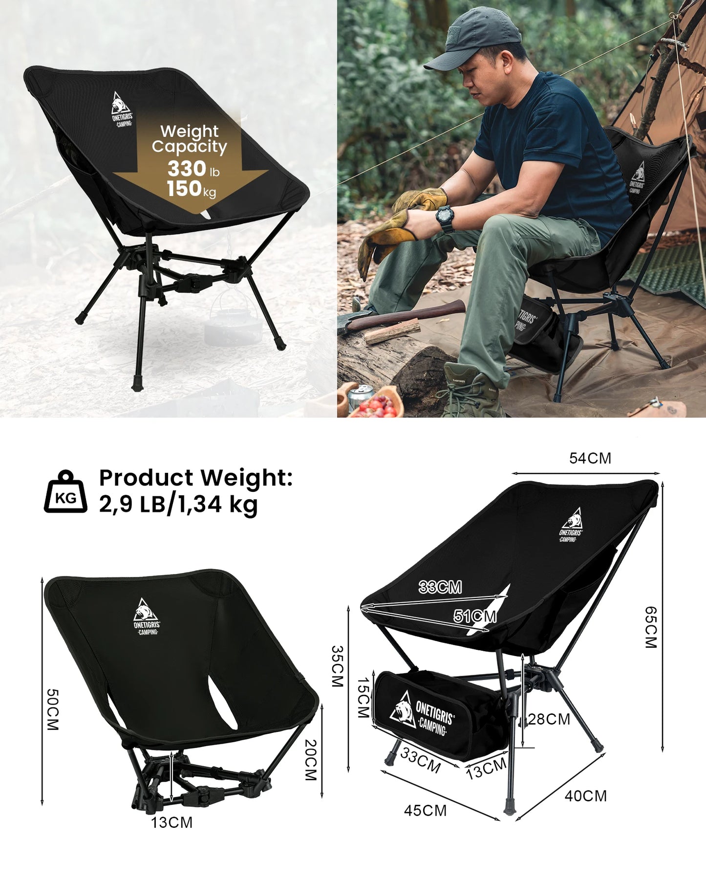OneTigris Tigerblade Folding Camping Chair for Outdoor Backpacking
