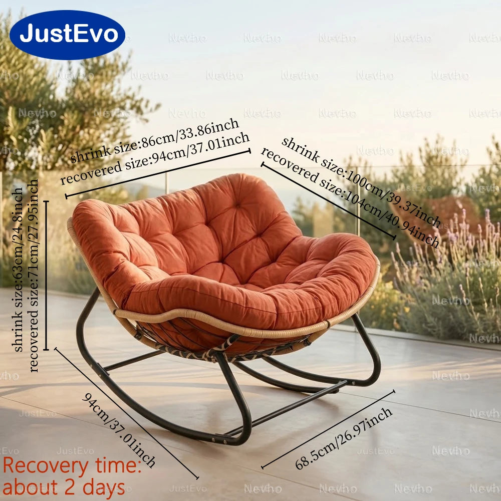 Ergonomic Metal Frame Outdoor Rocking Patio Chair For Garden Relaxation