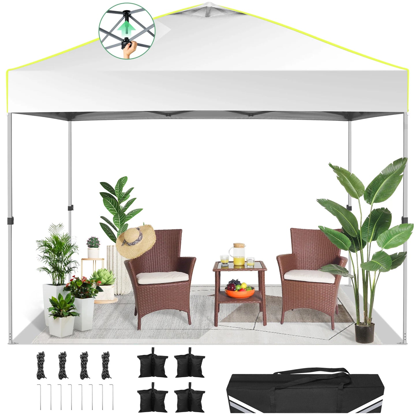 HOTEEL Pop Up Canopy Tent With Air Vent And Push Center Lock