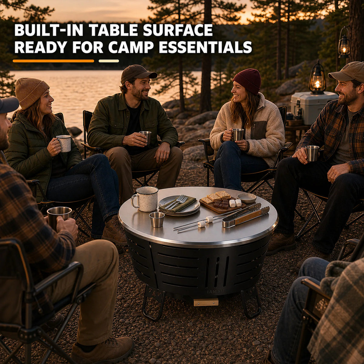 Smokeless Fire Pit With Triple Burn Technology And Support Legs