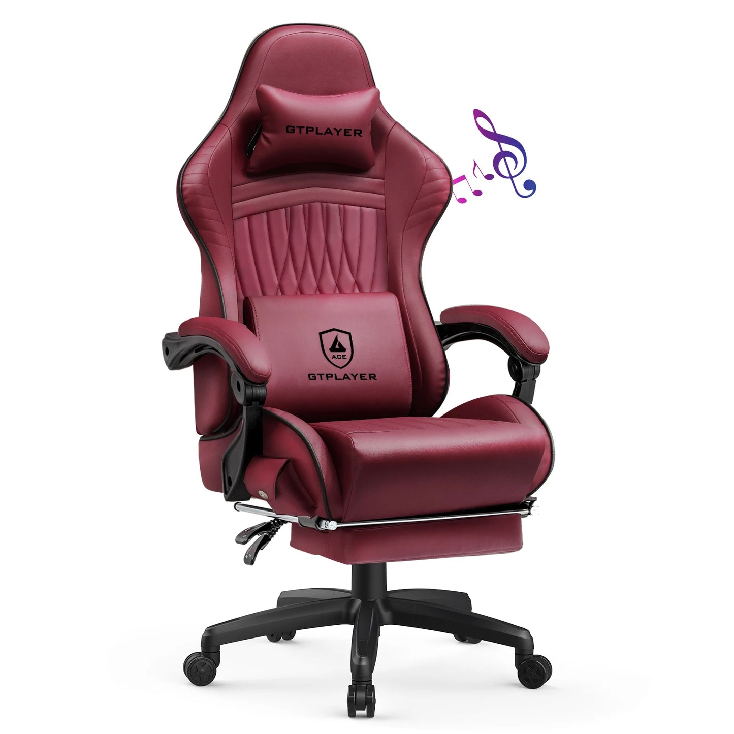 GTPLAYER Ergonomic Gaming Chair Faux Leather With Built In Speakers And Memory Foam Lumbar