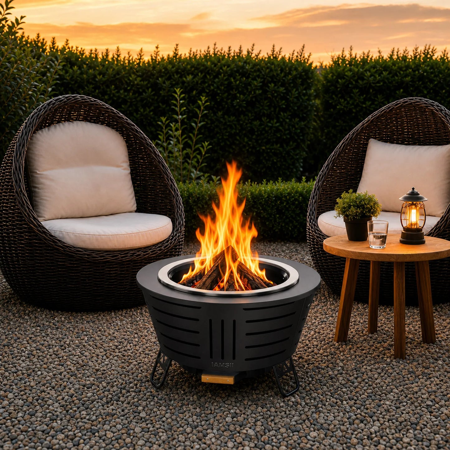 Smokeless Fire Pit With Triple Burn Technology And Support Legs