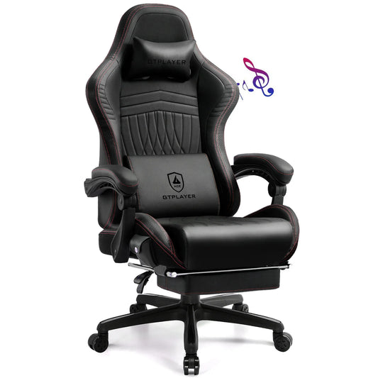 GTPLAYER Ergonomic Gaming Chair Faux Leather With Built In Speakers And Memory Foam Lumbar