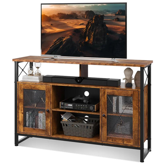 GALAXHERO TV Stand Farmhouse Industrial Entertainment Center With Storage Solution