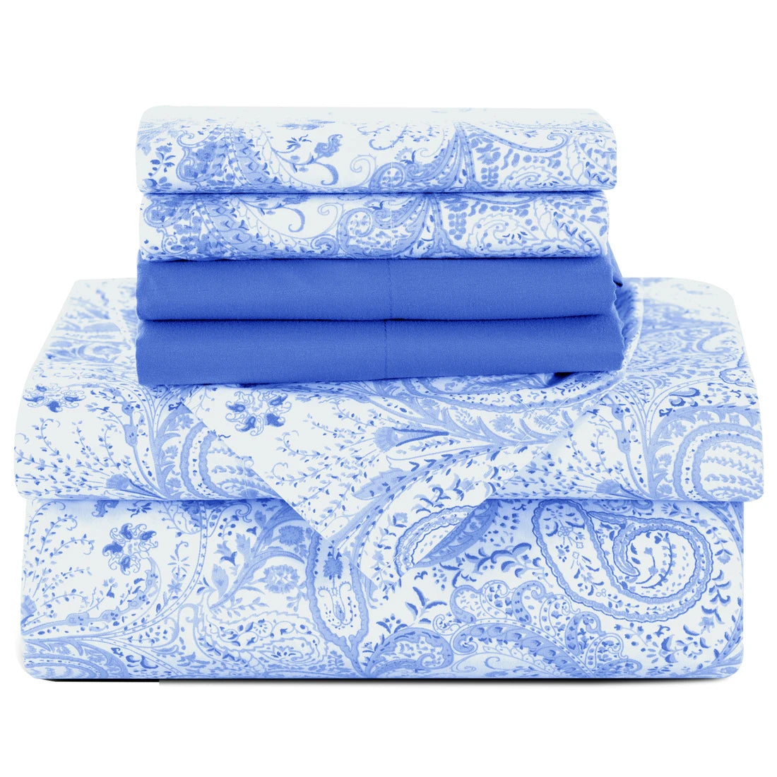 LUX Décor Paisley Sheet Set – 6 Piece Ultra-Soft Microfiber Bed Sheets with Flat Sheet, 16 Inches Deep Pocket Fitted Sheet