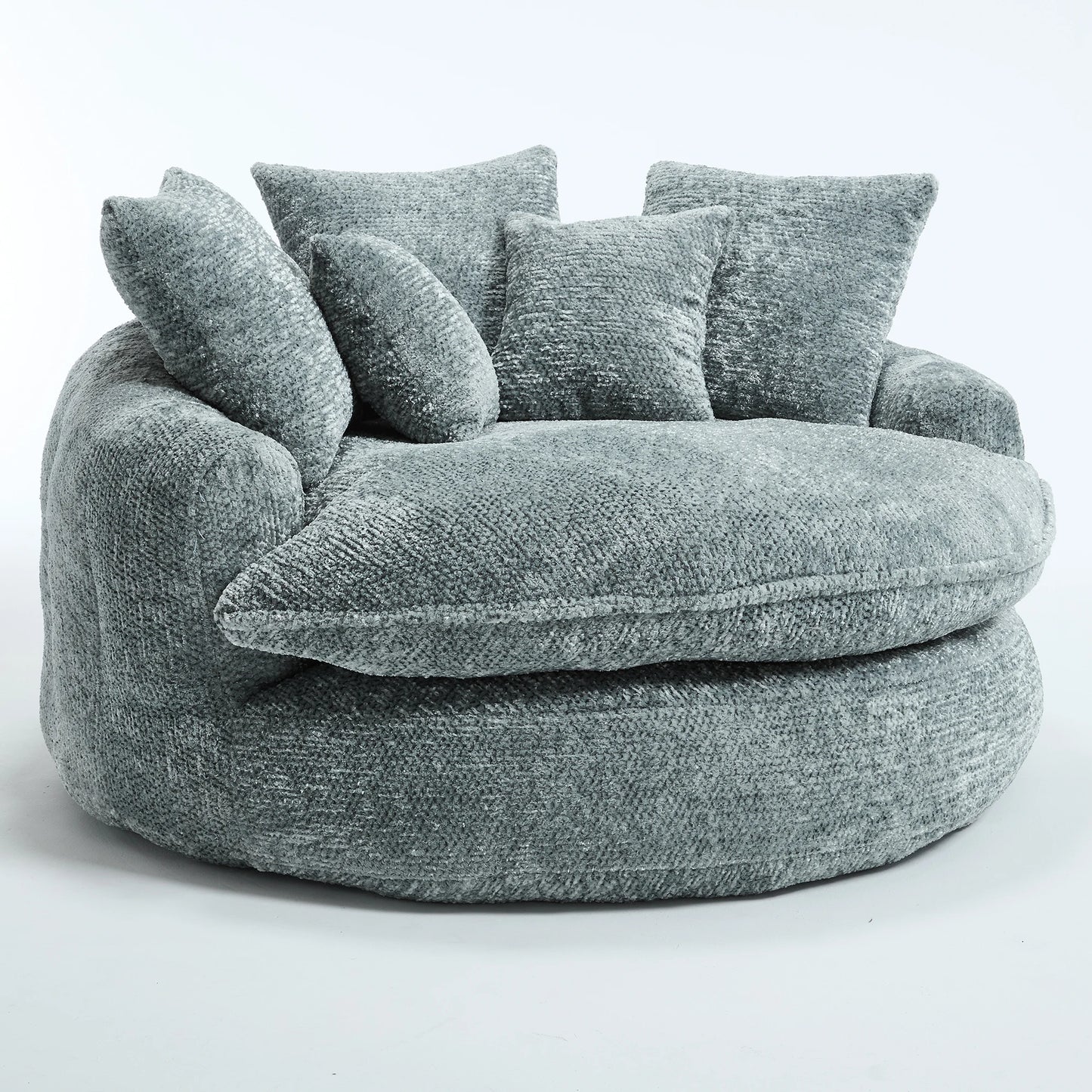 Round Chaise Lounge Chair With Five Pillows Minimalist Modern
