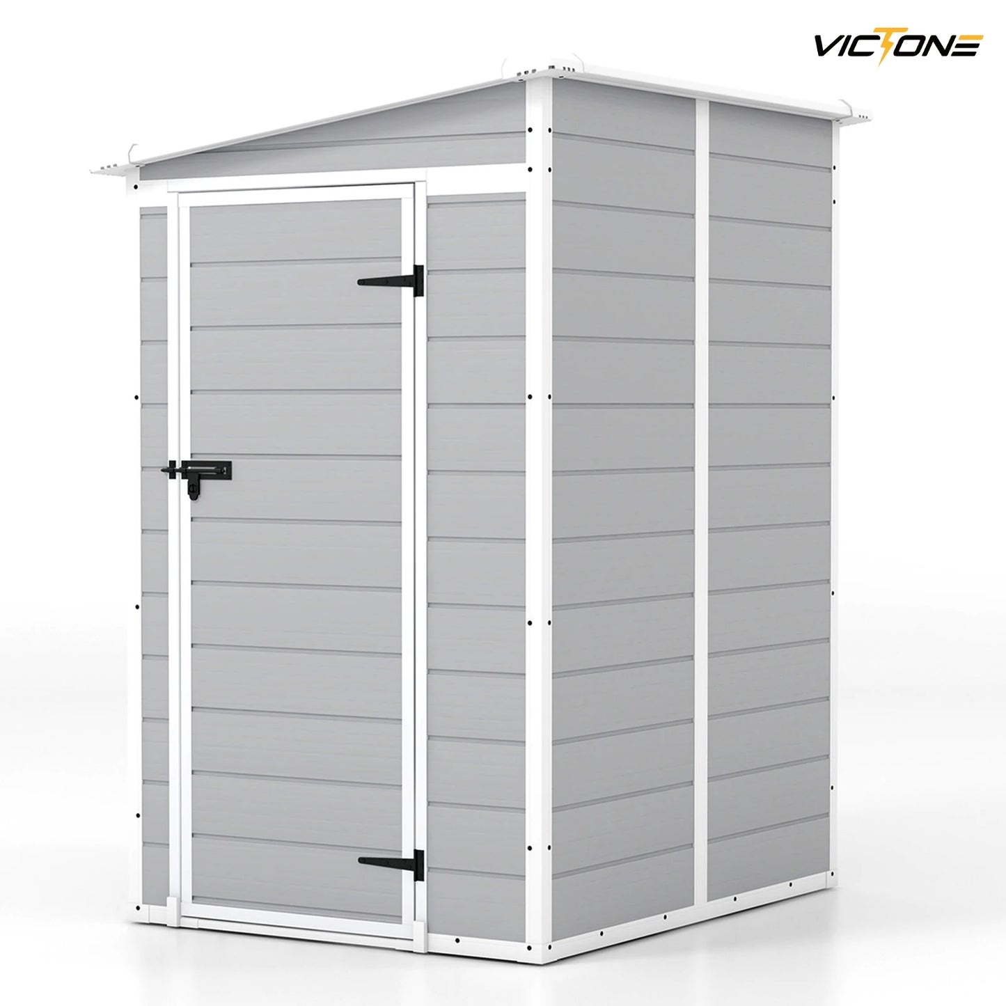 Victone Plastic Outdoor Storage Shed With Floor Lockable Window Door